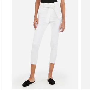 Express Super High Rise Cropped White Legging Jean